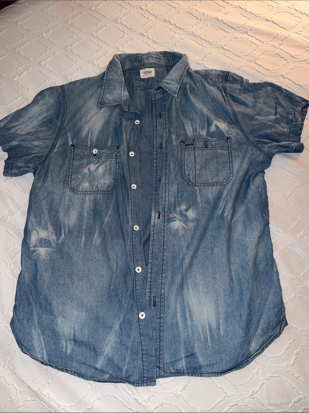 Hudson chambray bleach dyed button up shirt
